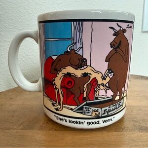 Vintage 80s The Far Side Funny Blow Up Cow Sex Doll Coffee Mug